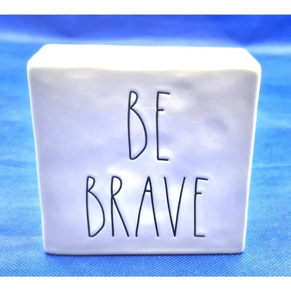 Rae Dunn Work Hard Be Brave Desk Block 4x4